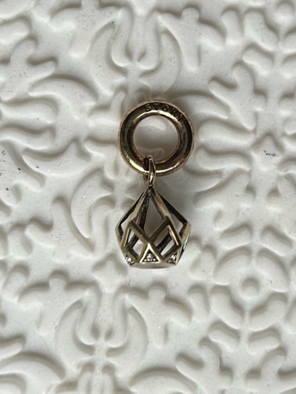 STORY Geometric Charm Pendant, Sterling Silver 925 Layered with Gold with DEFECT